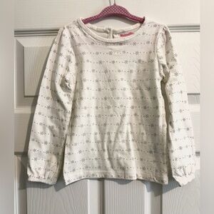 Nannette White with Snowflake design Long Sleeve Kids' Shirt